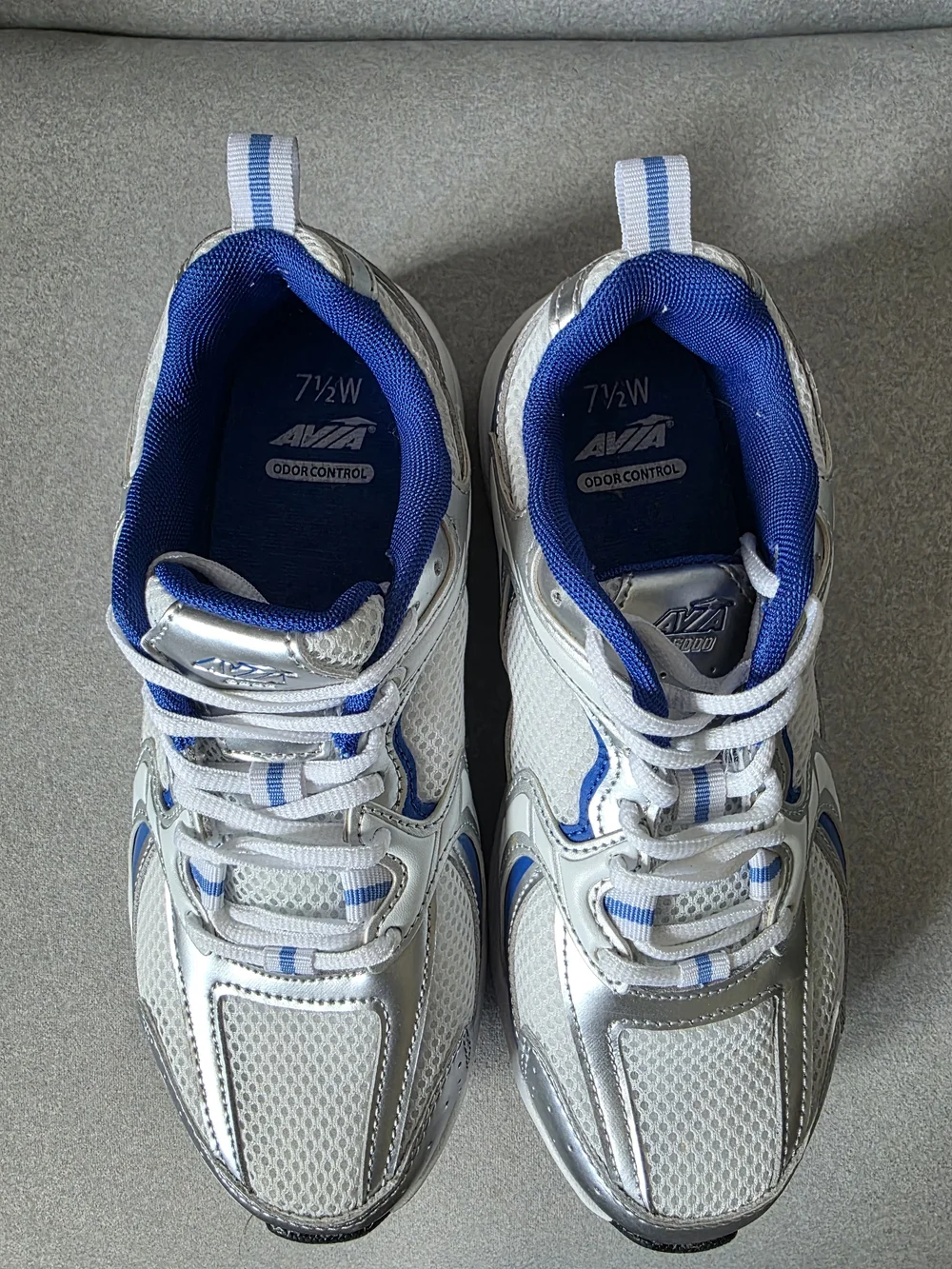 Avia White, Blue & Silver Running Sneakers